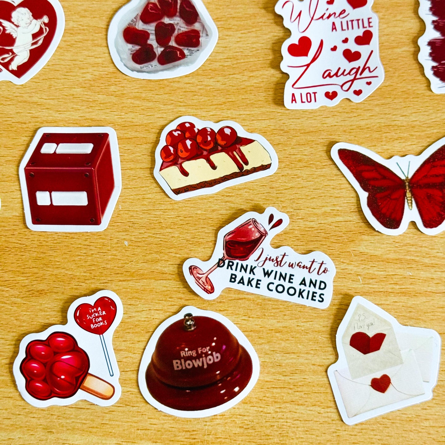 30 Red Valentine Corny stickers, Romance Stickers, Red Romance, lover Stickers, Valentines Day Love, Planner, Laptop, Phone Case