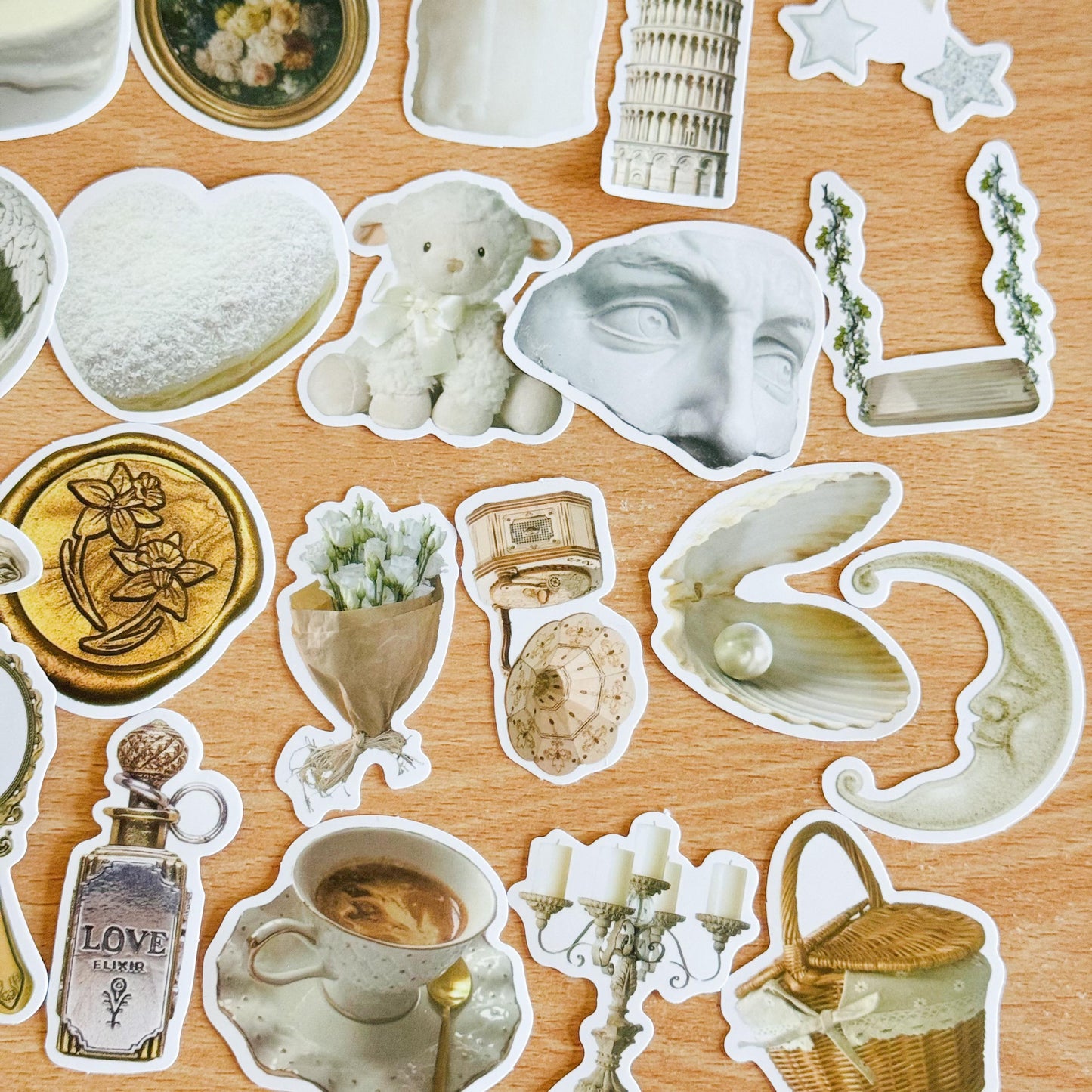Pack Of 50 Aesthetic Minimal Stickers, white Sticker Pack, White Sticker Bomb, Waterproof Sticker Bundle, Die Cut Stickers, VSCO Stickers