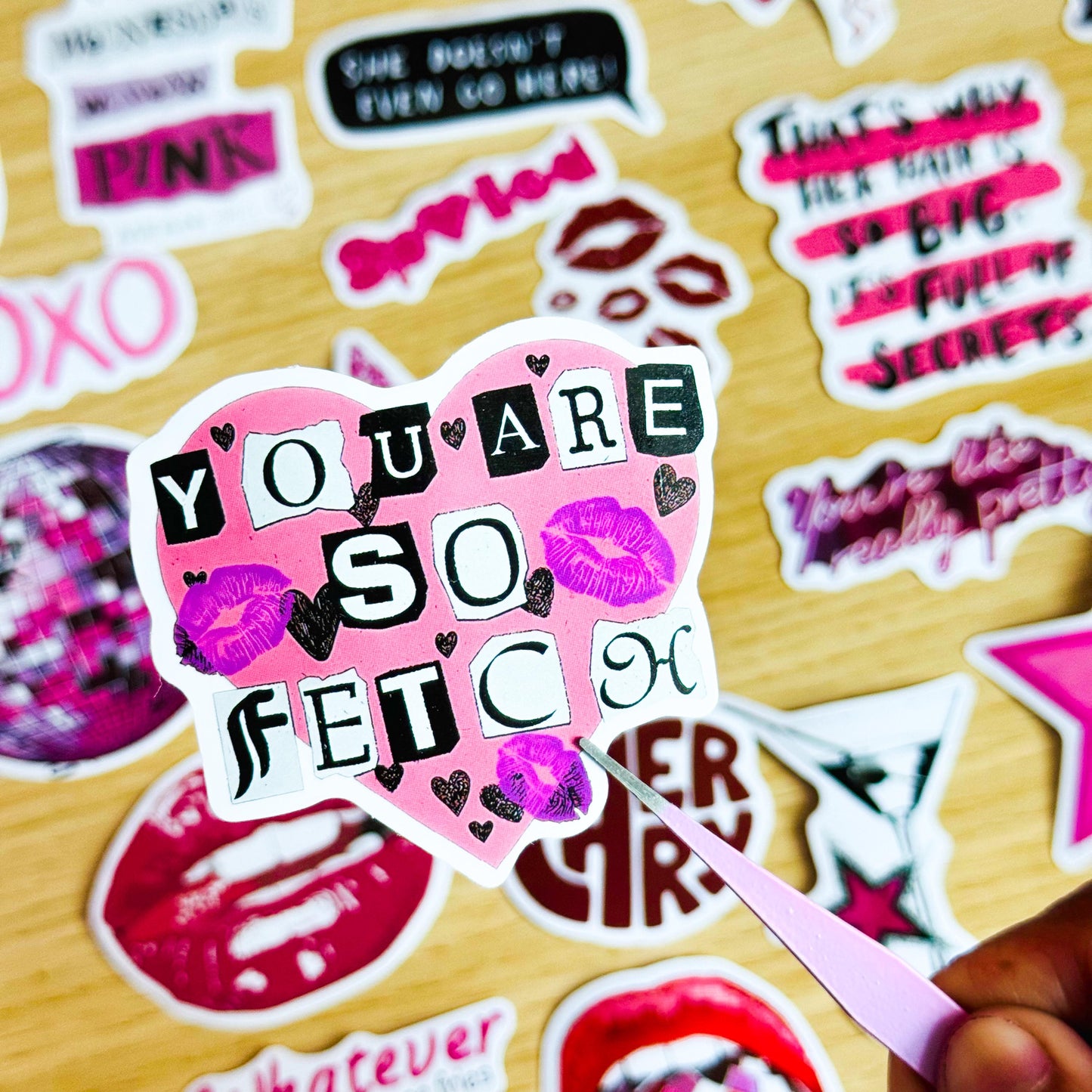 50pcs Pink Downtown Girly Aesthetic Stickers, Y2K Stickers, Retro Stickers, Coquette Pinterest Kindle, Planner, Laptop, Phone Case, Pink