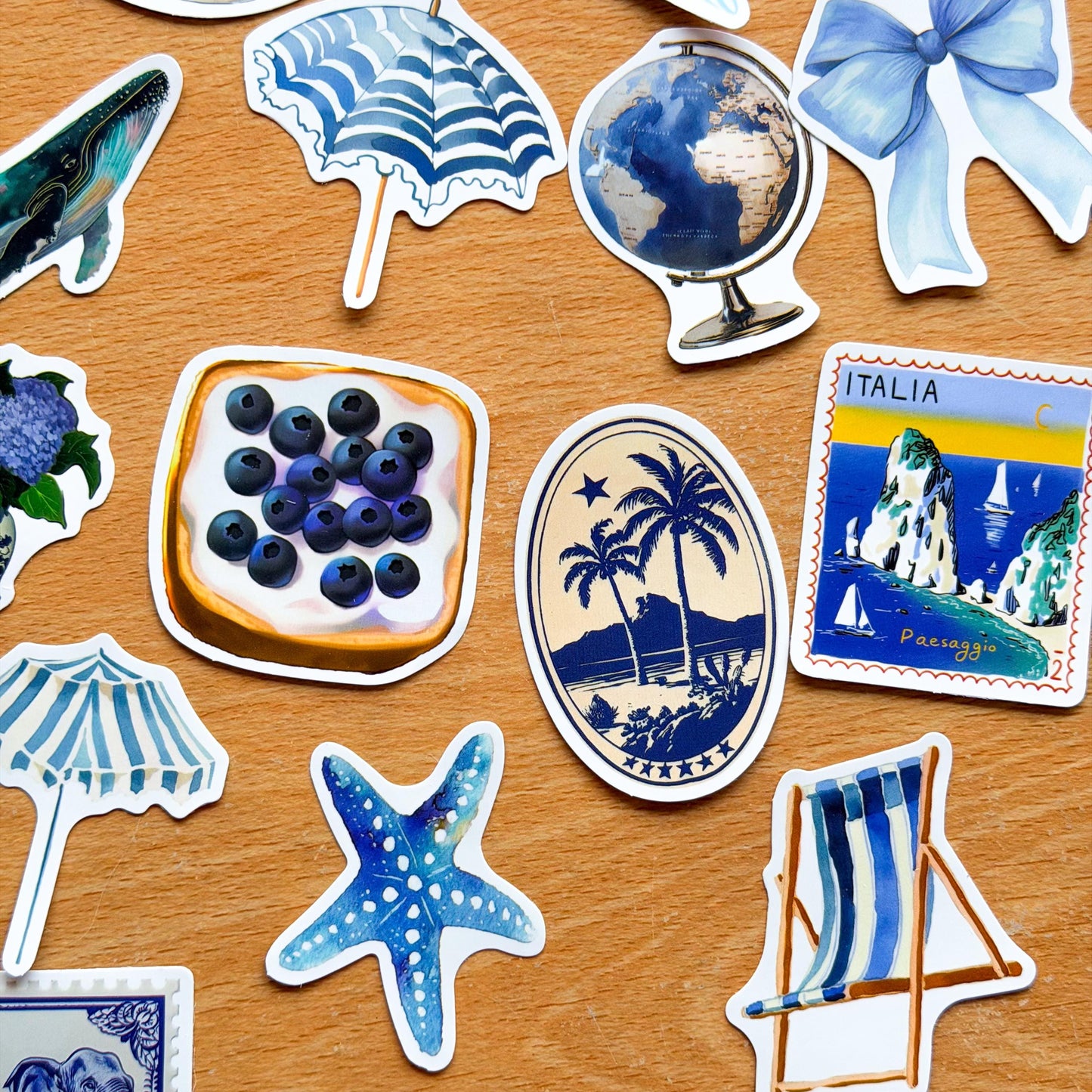 50pcs Mediterranean Coast Planner Stickers, Blue stickers, Europe, Greece, Scrapbook, Journal Stickers, Travel Stickers, Vacation Stickers