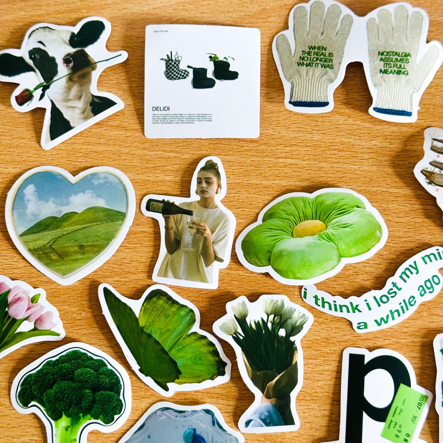 50 Green Stickers Pack, Self love, Green Aesthetic stickers, Craft Stickers for Journaling, Planners, Scrapbooking, Laptops, phone case