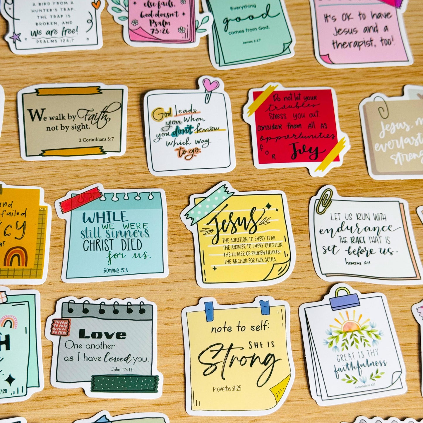 50pcs Inspirational Bible Quotes Stickers, Faith, Vinyl Decals for Laptops, Notebooks, Guitars, Water Bottles, Christian Aesthetic