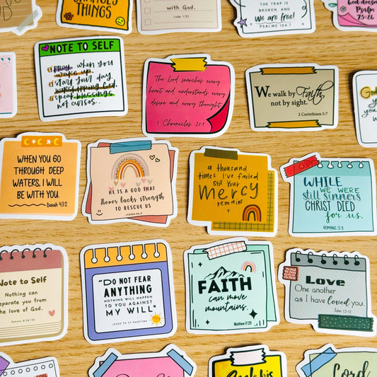 50pcs Inspirational Bible Quotes Stickers, Faith, Vinyl Decals for Laptops, Notebooks, Guitars, Water Bottles, Christian Aesthetic