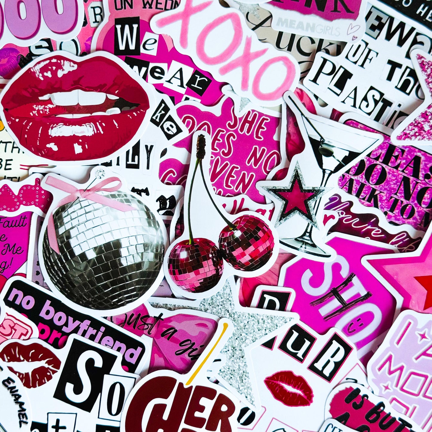 50pcs Pink Downtown Girly Aesthetic Stickers, Y2K Stickers, Retro Stickers, Coquette Pinterest Kindle, Planner, Laptop, Phone Case, Pink