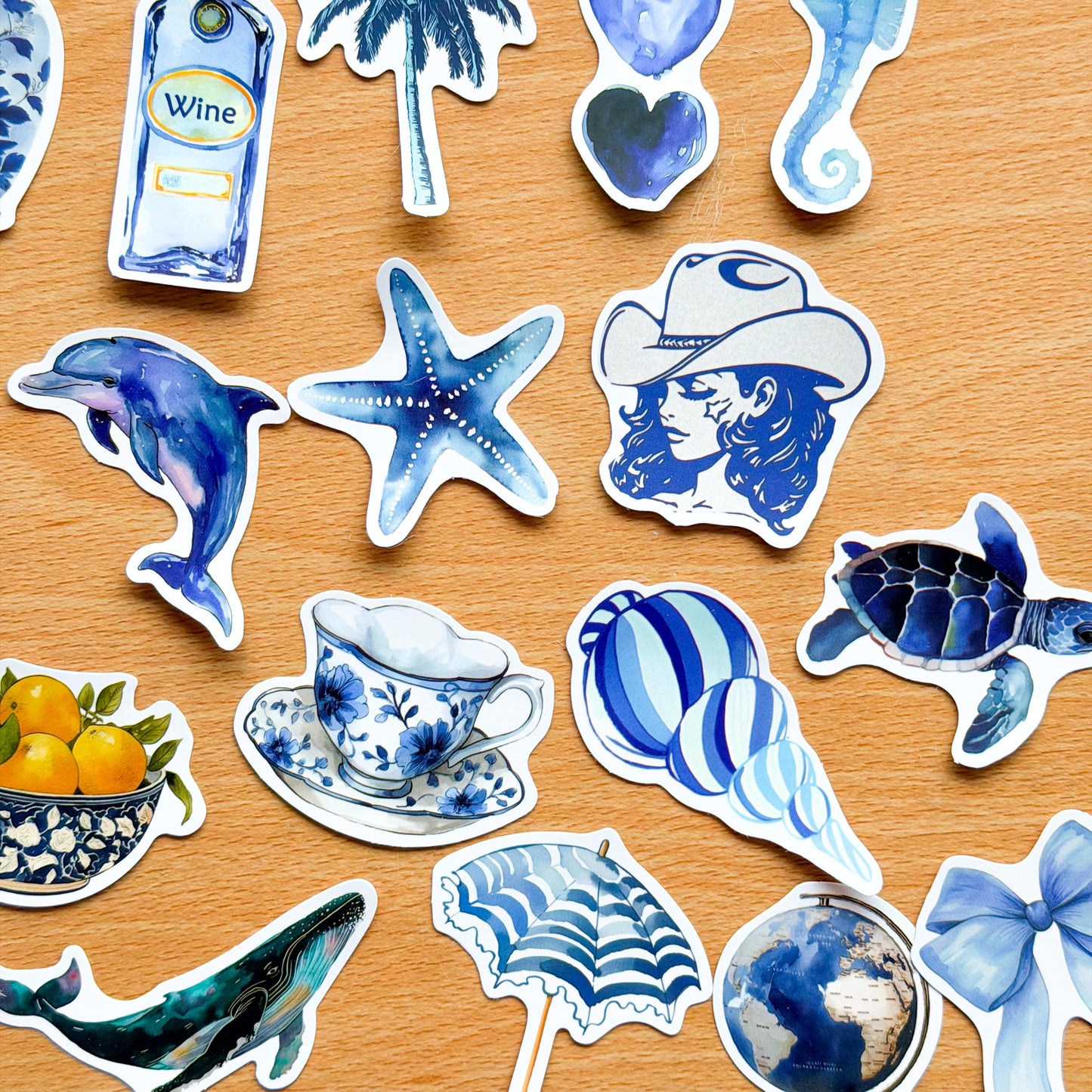 50pcs Mediterranean Coast Planner Stickers, Blue stickers, Europe, Greece, Scrapbook, Journal Stickers, Travel Stickers, Vacation Stickers