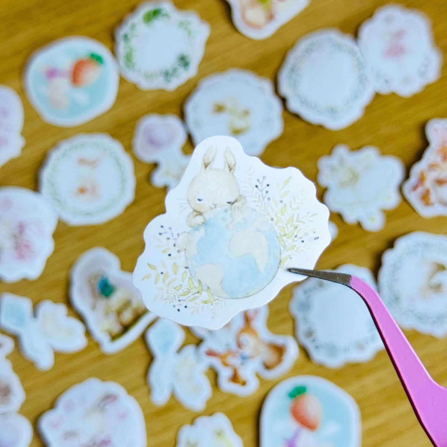 46pcs Cute Rabbit Stickers, Easter Bunny Vinyl Decals, Easter Gift , Stickers, Planner, Laptop, Phone Case