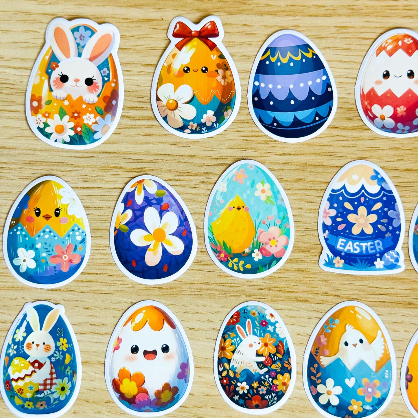 50pcs Easter Egg Stickers Set, Cute Animal Floral Designs, Reusable Paper, Scrapbooking, Journals, Stickers, Planner, Laptop, Phone Case