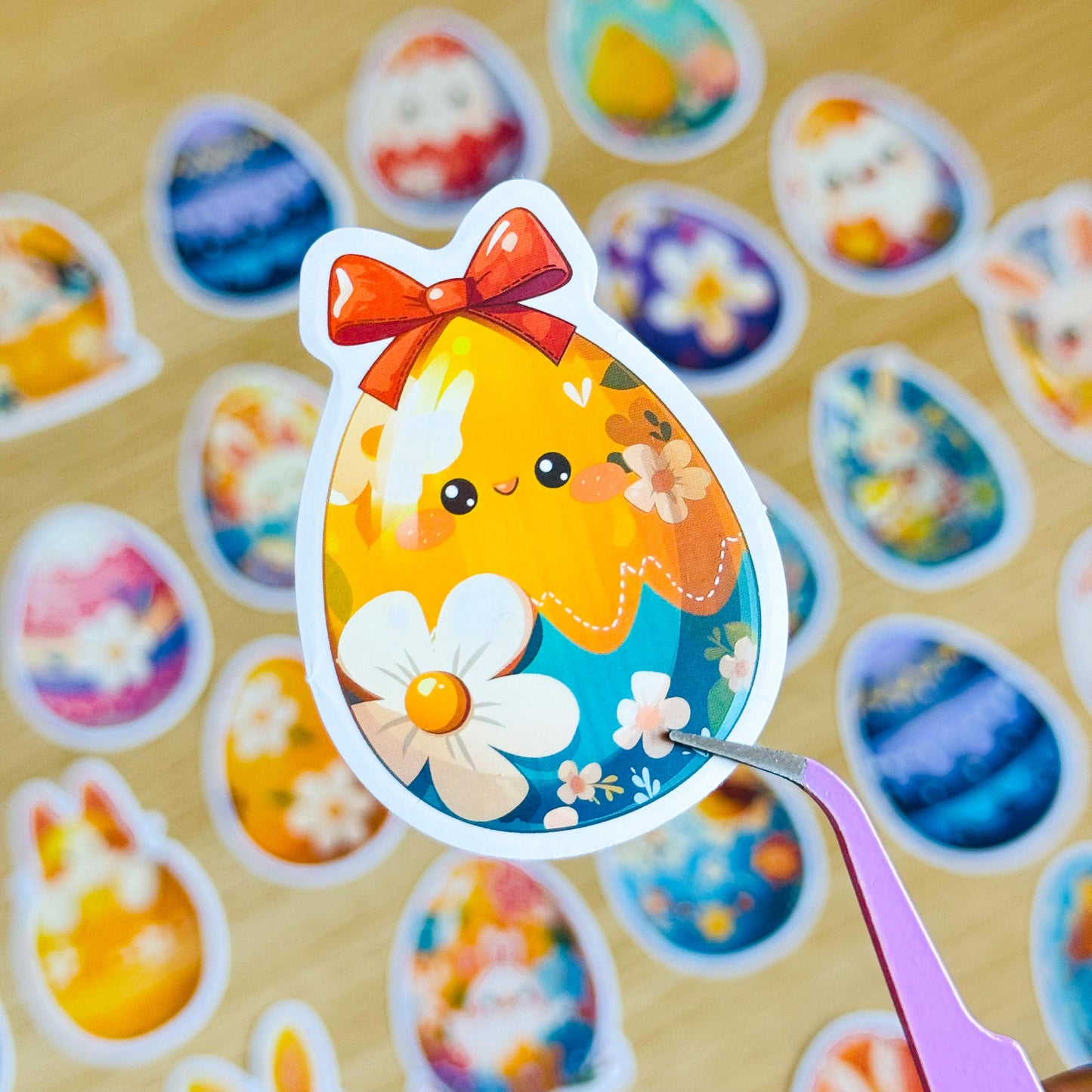 50pcs Easter Egg Stickers Set, Cute Animal Floral Designs, Reusable Paper, Scrapbooking, Journals, Stickers, Planner, Laptop, Phone Case
