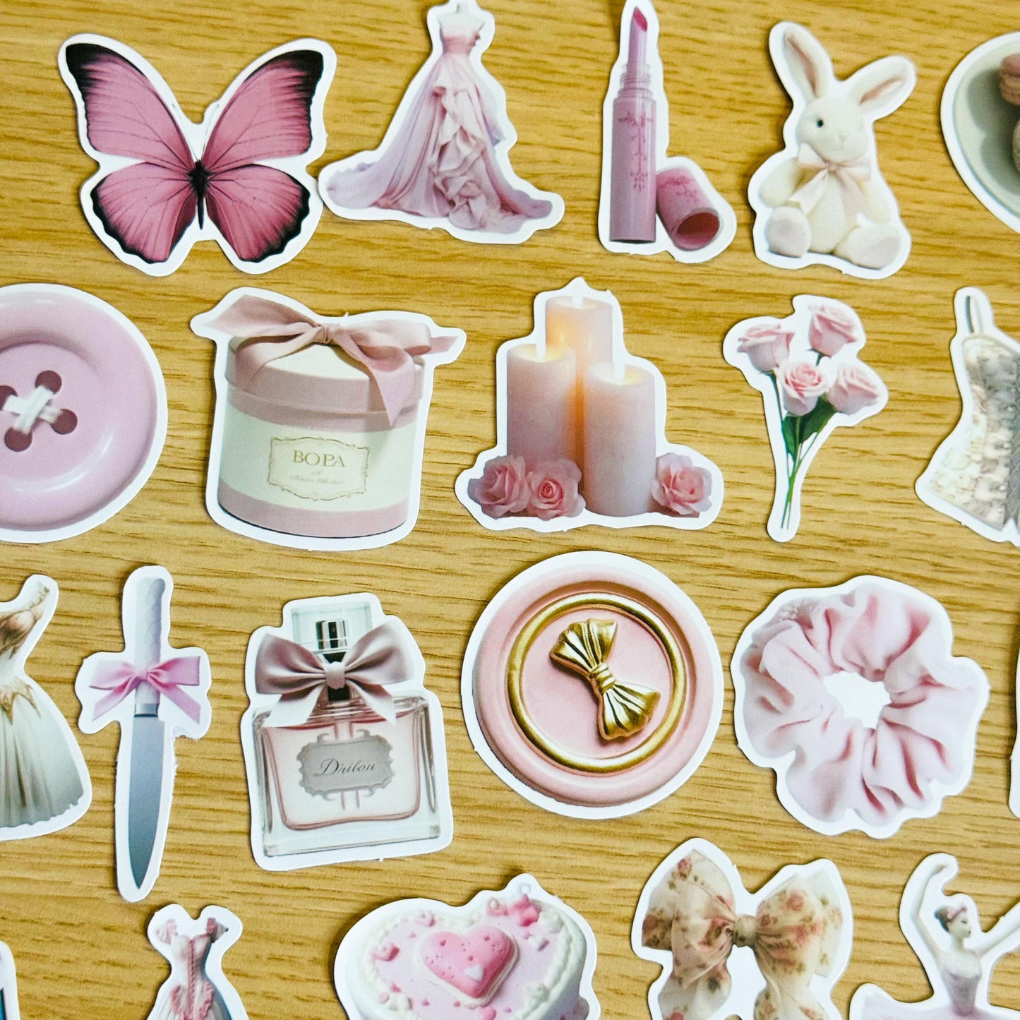 50pcs Pink Girly Aesthetic Sticker Pack, Pinterest Stickers, Retro Stickers, Coquette Pinterest Kindle Stickers, Planner, Laptop, Phone Case
