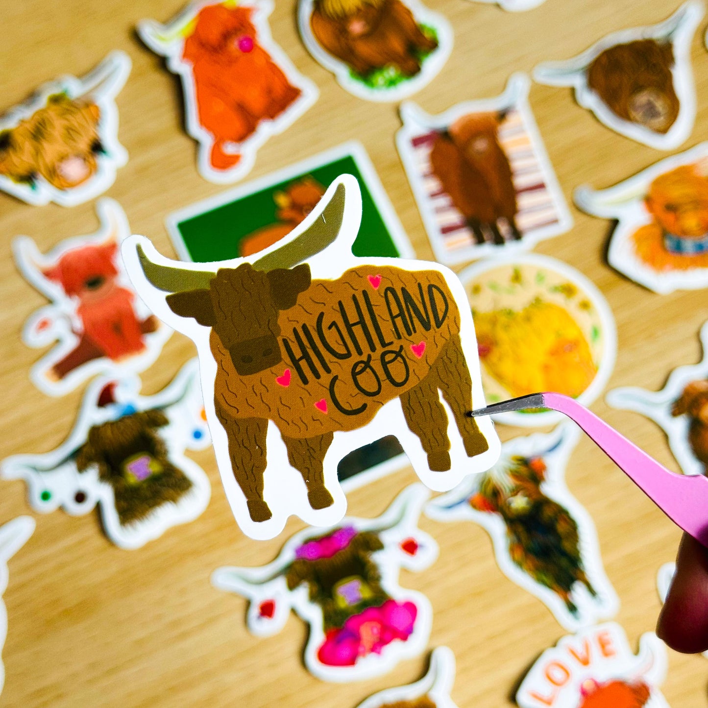 50pcs Highland Cow Stickers, , Cute Vintage Cow Print, Vinyl Decals, for Laptops, Phones, Guitars, Water, Highland coo, Journal stickers