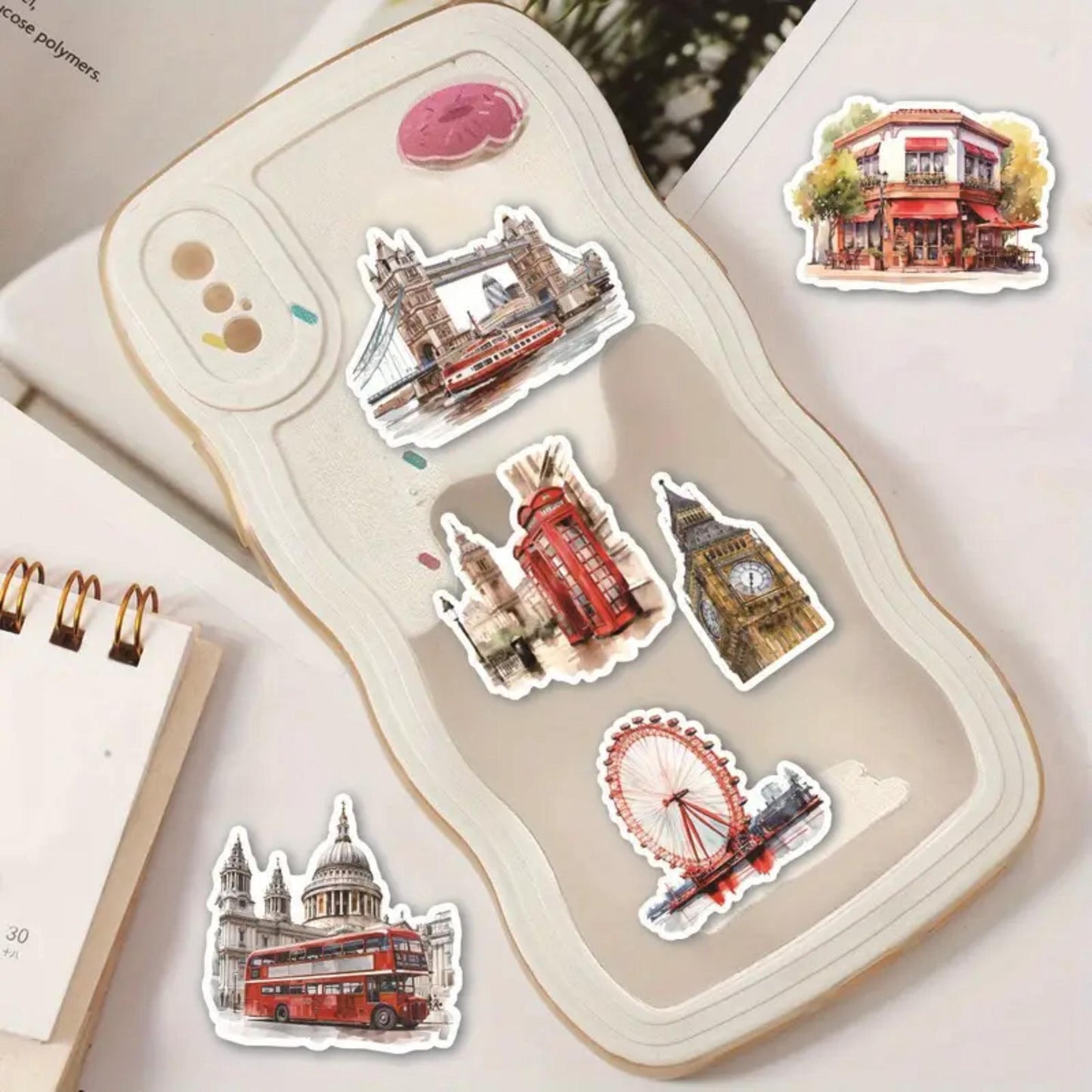 30 London Stickers, Decal stickers, Big ben, London Eye Stickers, transparent, vinyl stickers, Travel Stickers, Planner, Laptop, Phone Case
