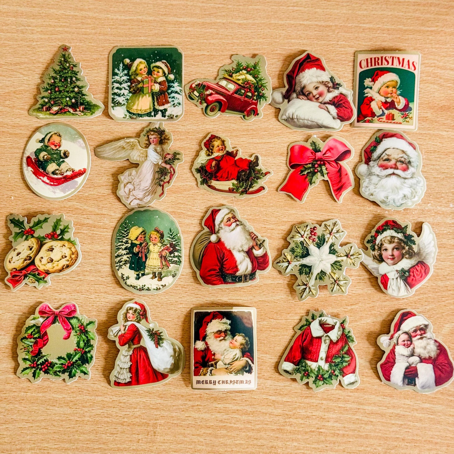 50pcs Vintage Christmas Stickers, Santa Claus, Merry Christmas Decals for Water Bottles, Laptops, Phones