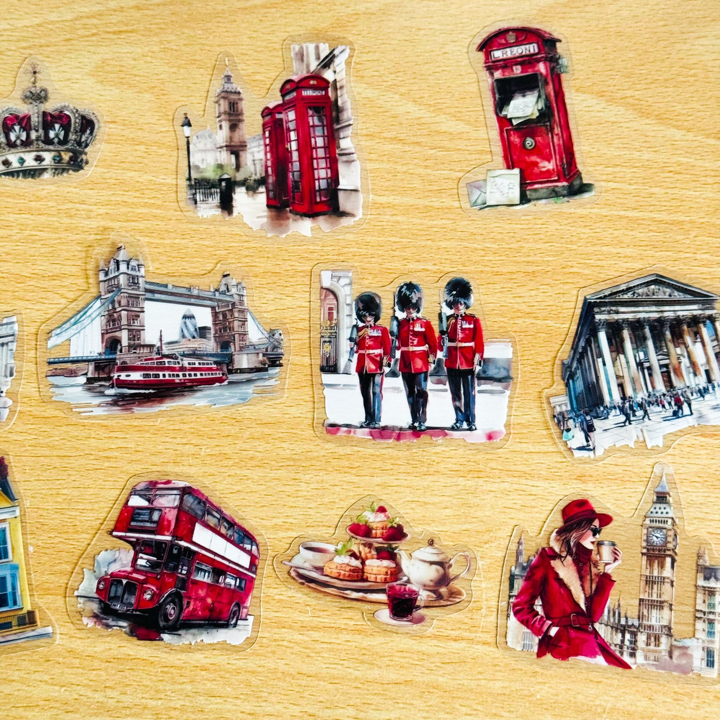 30 London Stickers, Decal stickers, Big ben, London Eye Stickers, transparent, vinyl stickers, Travel Stickers, Planner, Laptop, Phone Case