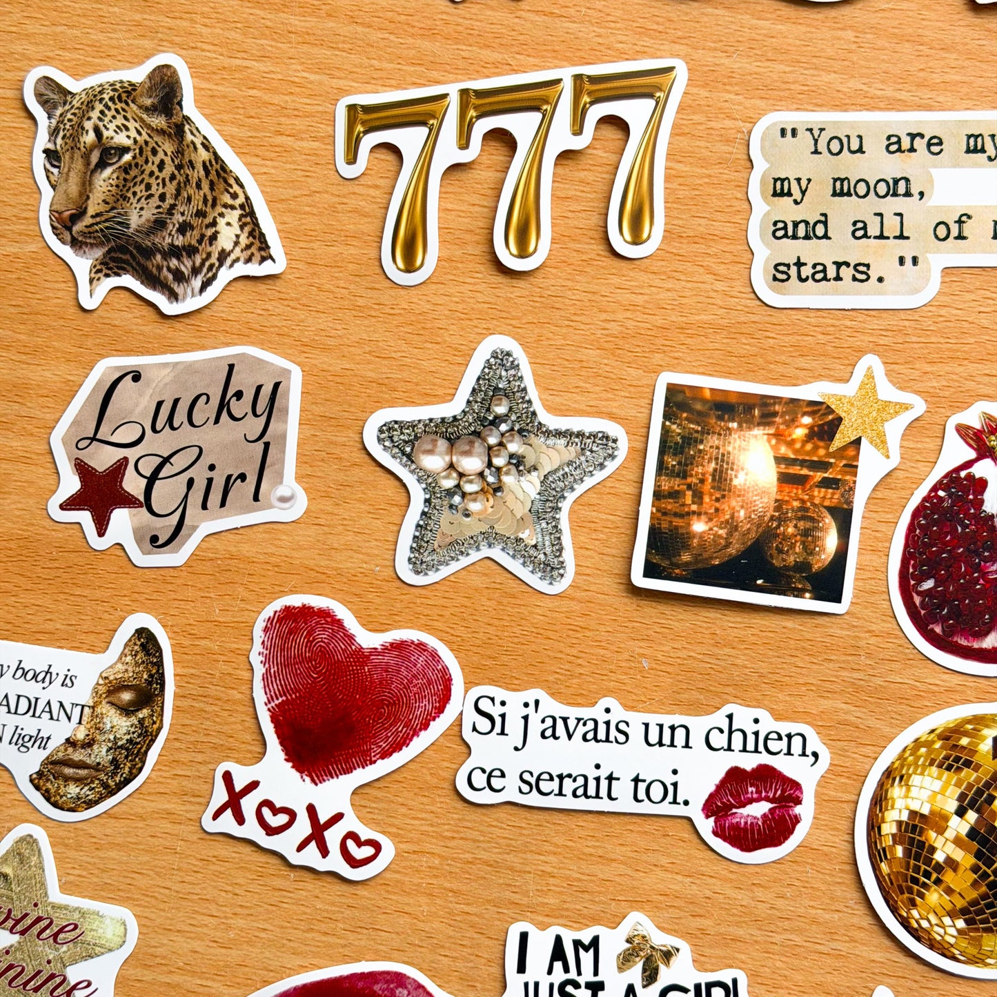 50pcs Golden Lucky Girly Aesthetic Stickers, Y2K Stickers, Retro Stickers, Coquette Pinterest Kindle, Planner, Laptop, Phone Case