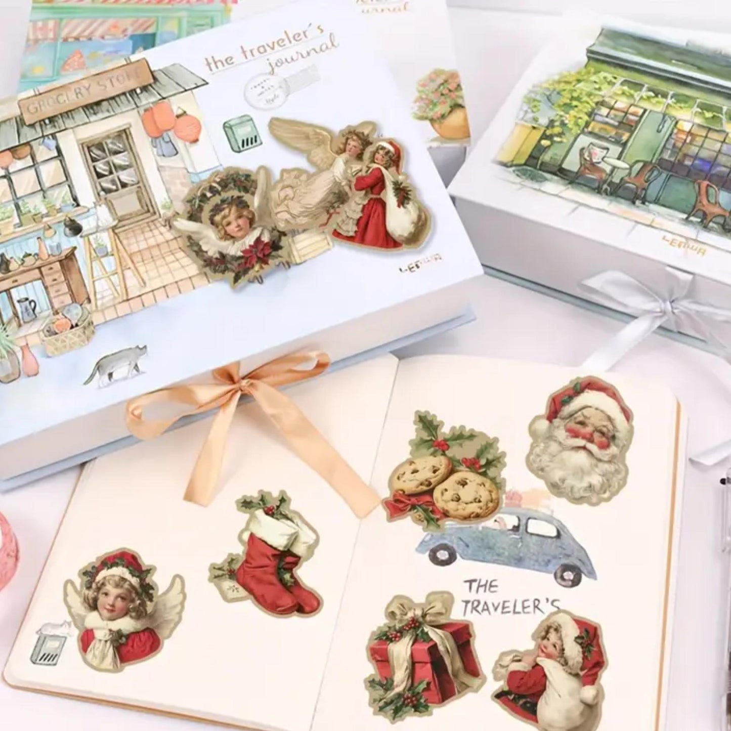 50pcs Vintage Christmas Stickers, Santa Claus, Merry Christmas Decals for Water Bottles, Laptops, Phones