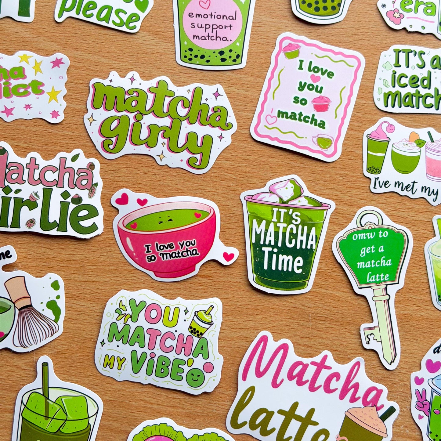 50pcs Matcha Doodle Stickers , Matcha girly, Stickers, Coquette Pinterest Kindle, Planner, Laptop, Phone Case