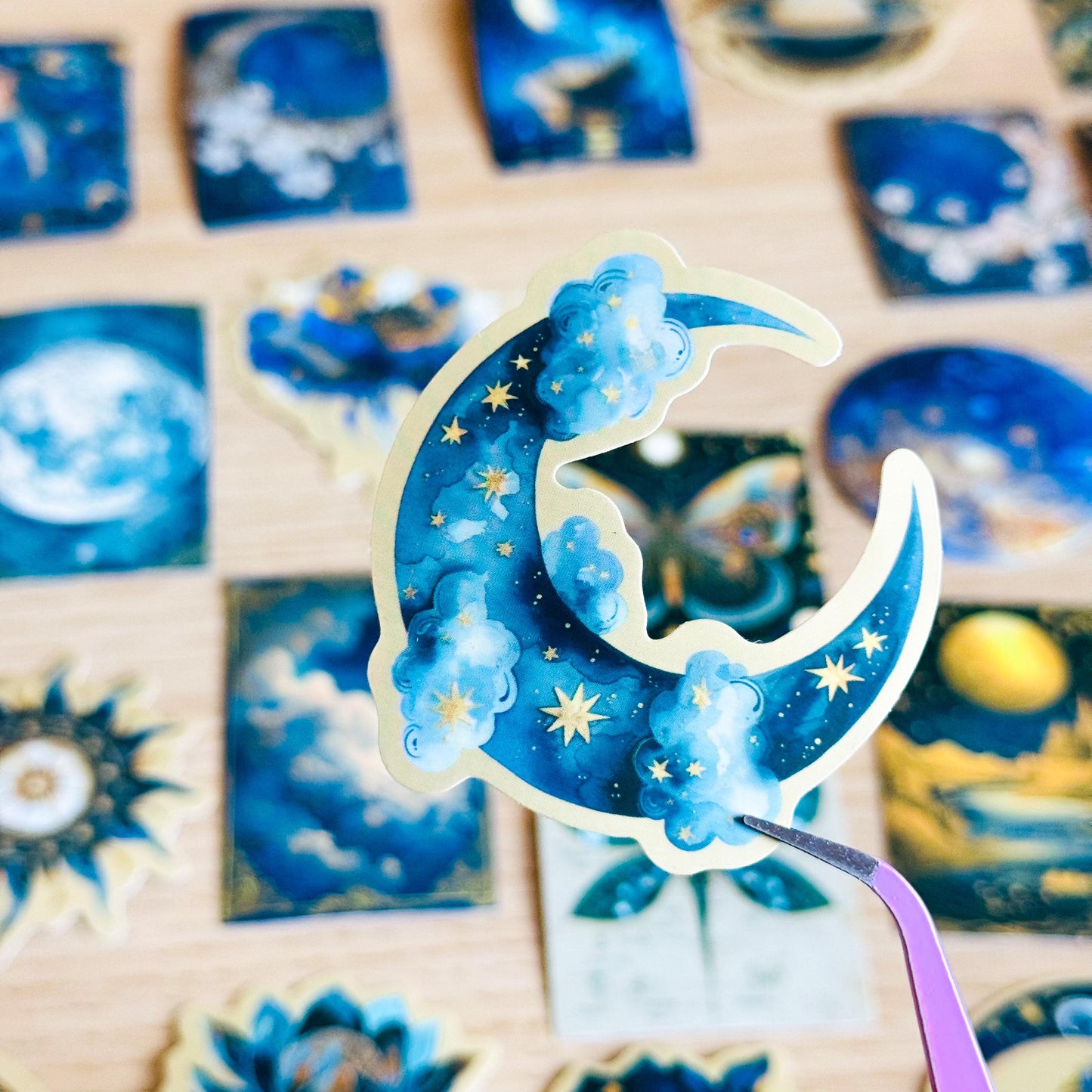 50Pcs Cosmic Mythology Stickers, Waterproof PVC, Celestial Planets and Flowers for Phone Cases and Notebooks, Phone Case, Journaling