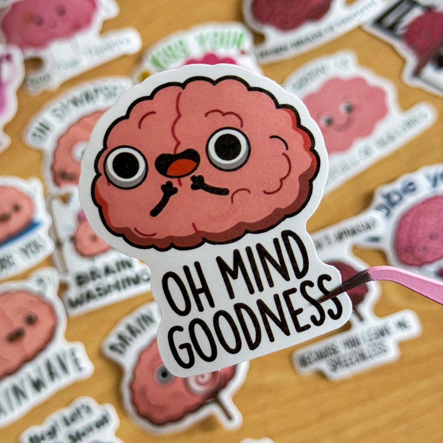 50Pcs Cartoon Brain Stickers, Cute Vinyl Decals for Laptop, Water Bottle, Scrapbooking, Crafts, Funny Brain Deco for Envelopes, Merry Gifts