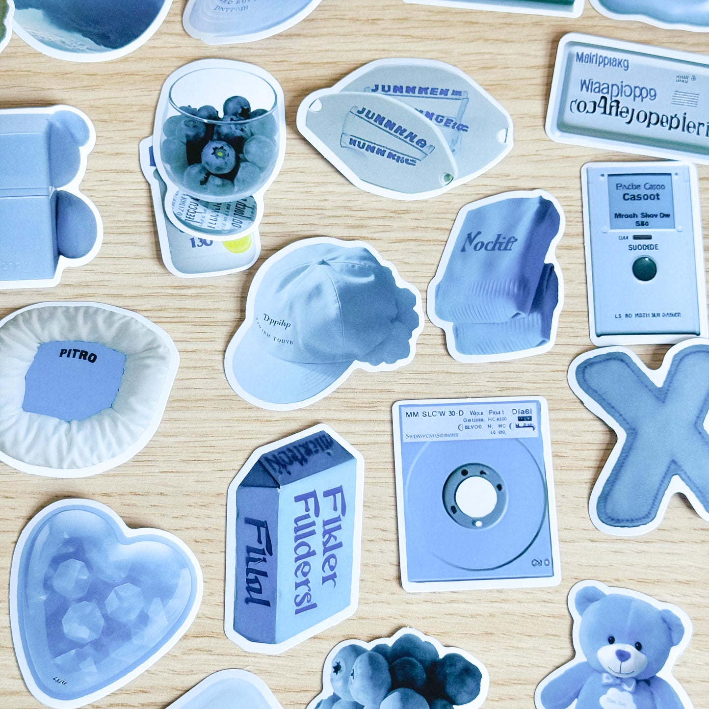 50Pcs Blue Aesthetic Stickers, Blue Sticker Pack, Blue Stickers, Waterproof Sticker Bundle, Die Cut Stickers, VSCO Blue Stickers