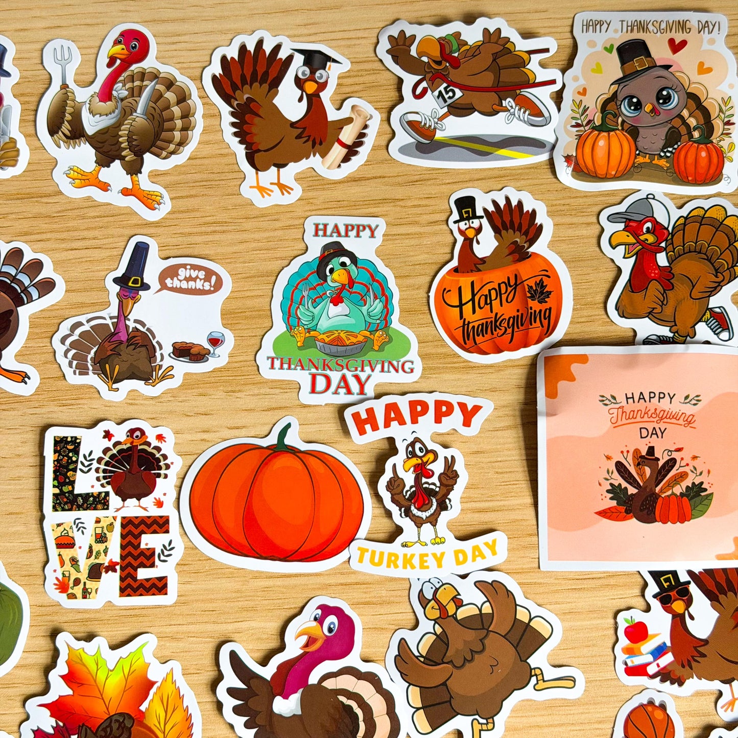 75 Pcs Thanksgiving Stickers, Fall Vinyl Sticker, Pumpkins, Turkeys, Leaves, Corn Decals for Journals, Planners, Scrapbooking