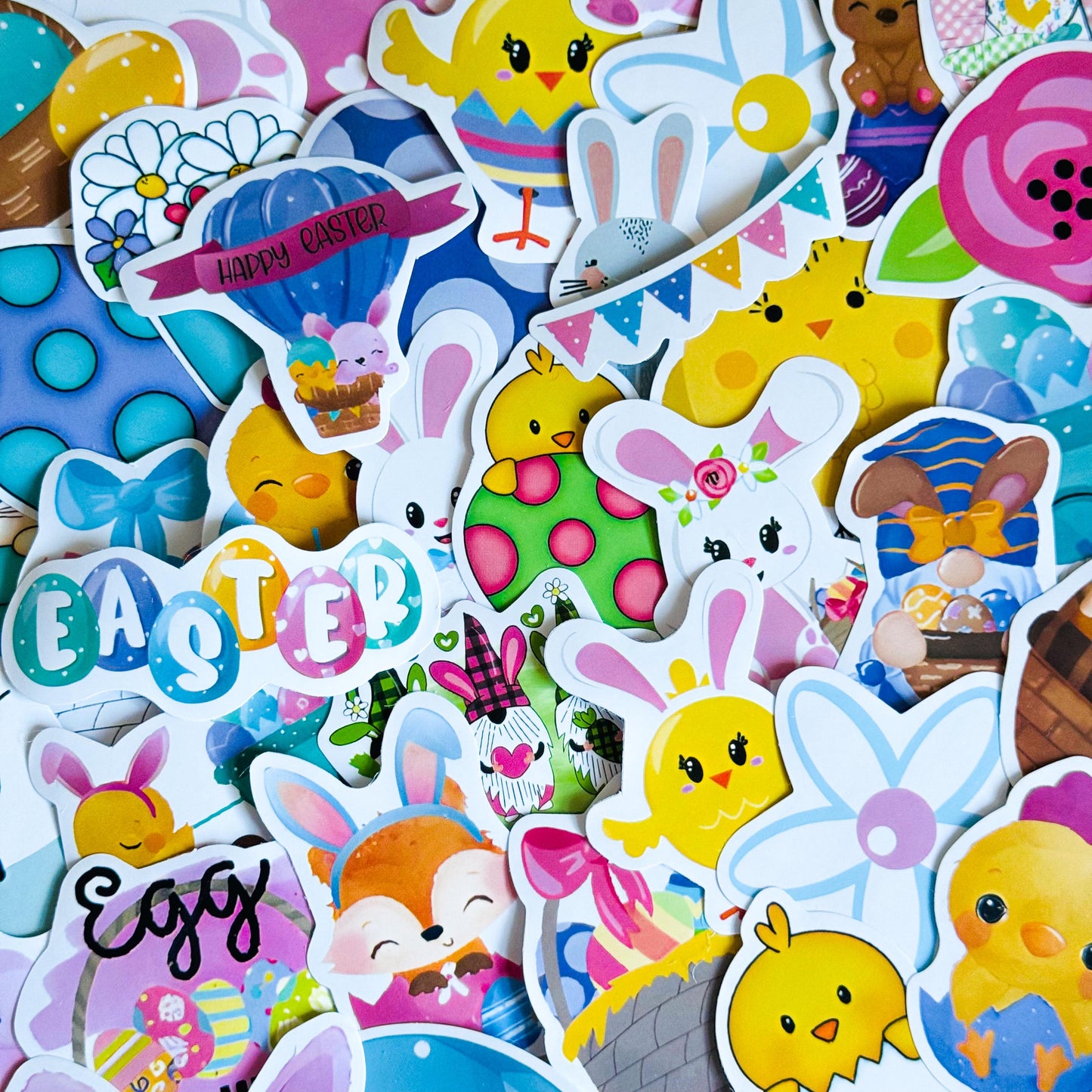 50pcs Easter Egg Stickers Set, Cute Easter Stickers, Waterproof, Reusable Paper, Scrapbooking, Journal, Sticker, Planner, Laptop, Phone Case