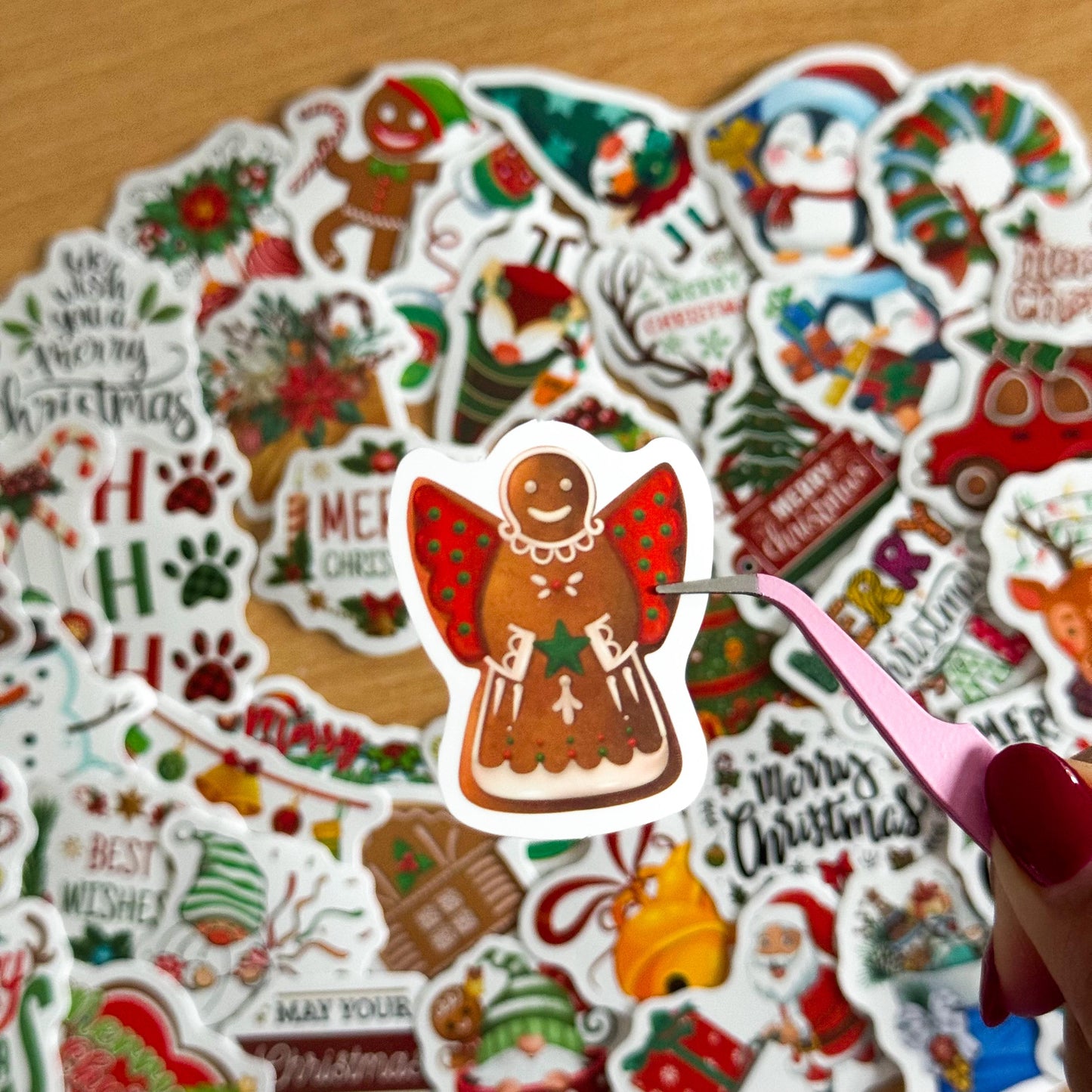 100pcs Christmas Santa and tree Stickers, Santa Claus, Merry Christmas Decals for Water Bottles, Laptops, Phones, diy Christmas presents