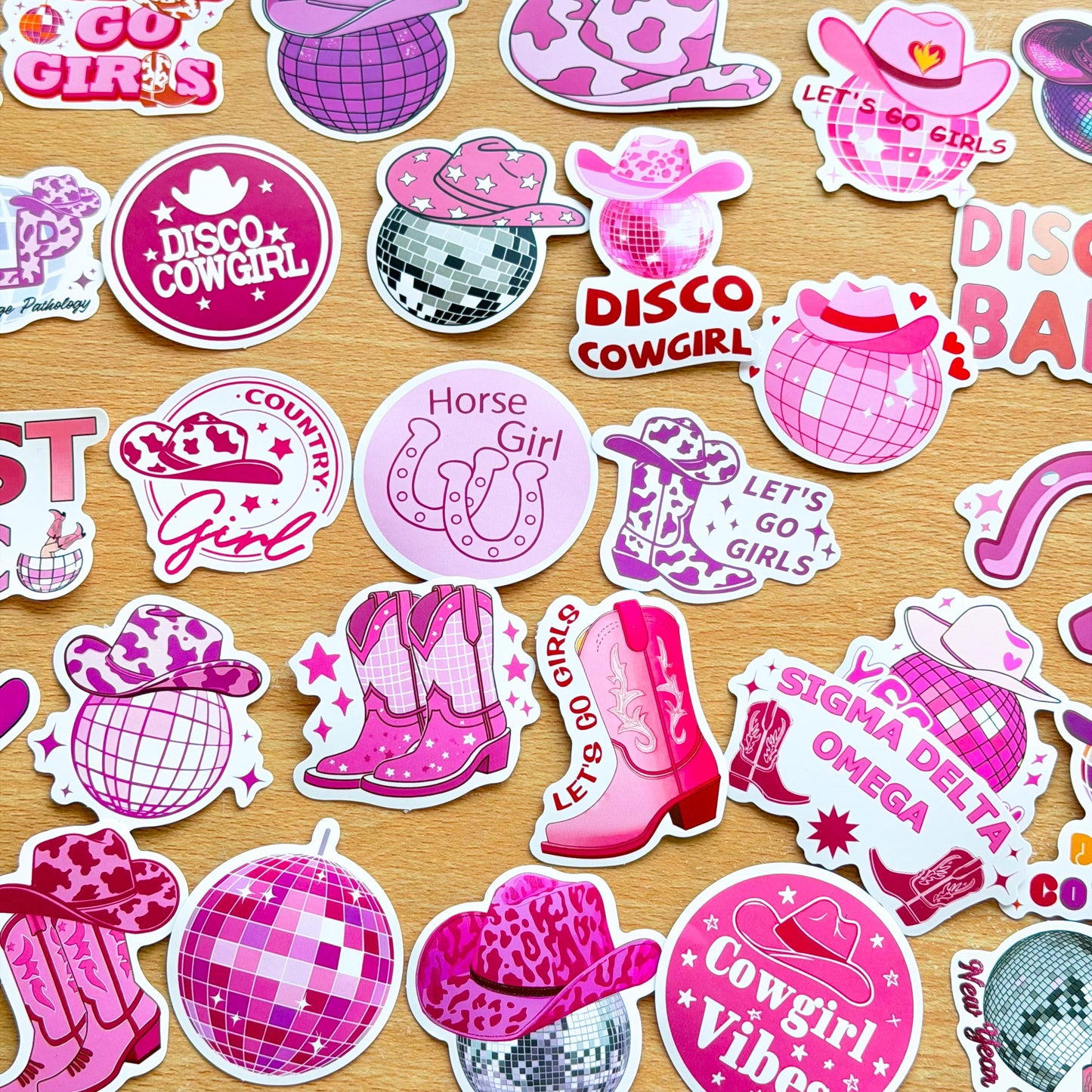 50pcs Disco Cowgirl Stickers, Girly Aesthetic Sticker Pack, Y2K Stickers, Retro Stickers, Kindle Stickers, Planner, Laptop, Phone Case