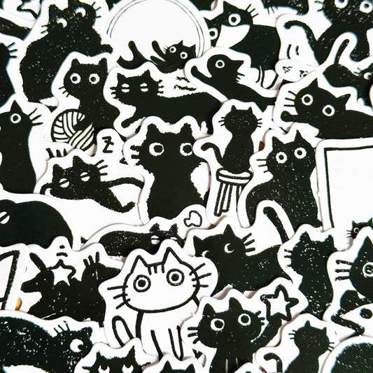 40pcs Black Cat Stickers, Kawaii Vinyl Decals, Scrapbooking, Journals, , Gothic Aesthetic, Kindle Stickers, Planner, Laptop, Phone Case
