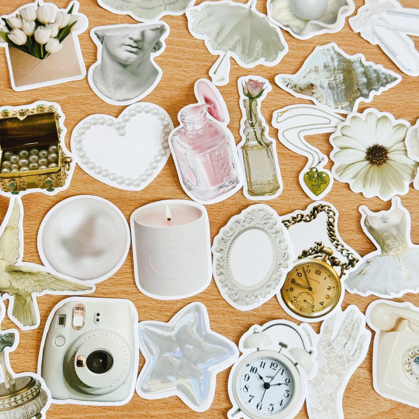 Pack Of 50 Aesthetic Minimal Stickers, white Sticker Pack, White Sticker Bomb, Waterproof Sticker Bundle, Die Cut Stickers, VSCO Stickers
