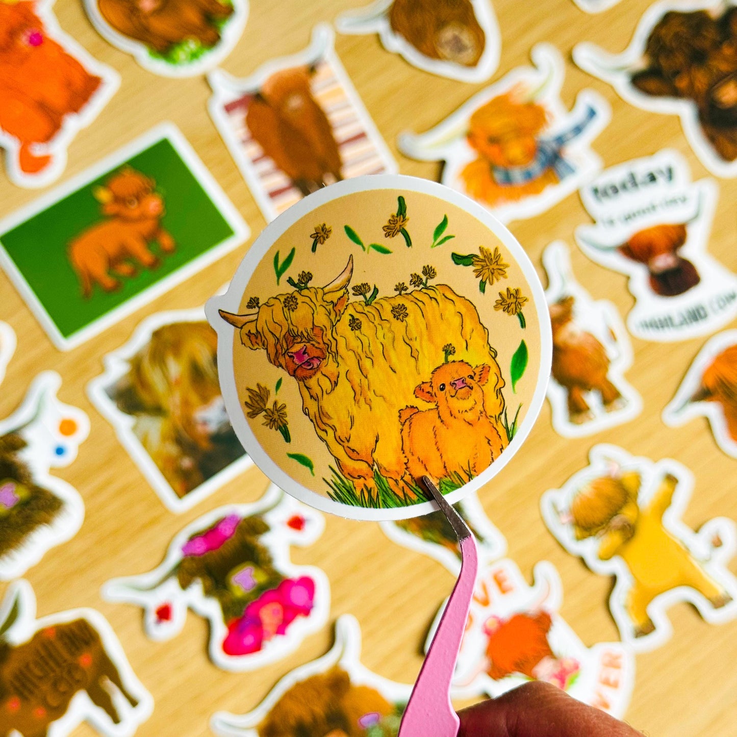 50pcs Highland Cow Stickers, , Cute Vintage Cow Print, Vinyl Decals, for Laptops, Phones, Guitars, Water, Highland coo, Journal stickers