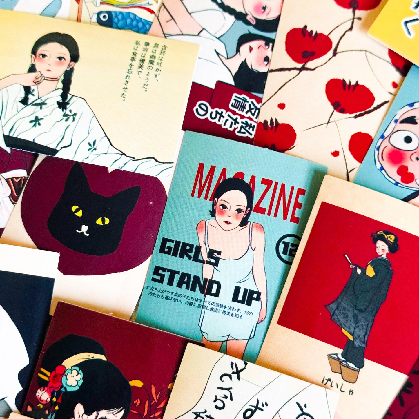 50Pcs Japanese Retro Stickers, Kawaii, Aesthetic stickers for scrapbooking , crafts Stickers, Planner, Laptop, Phone Case, Bullet Journal