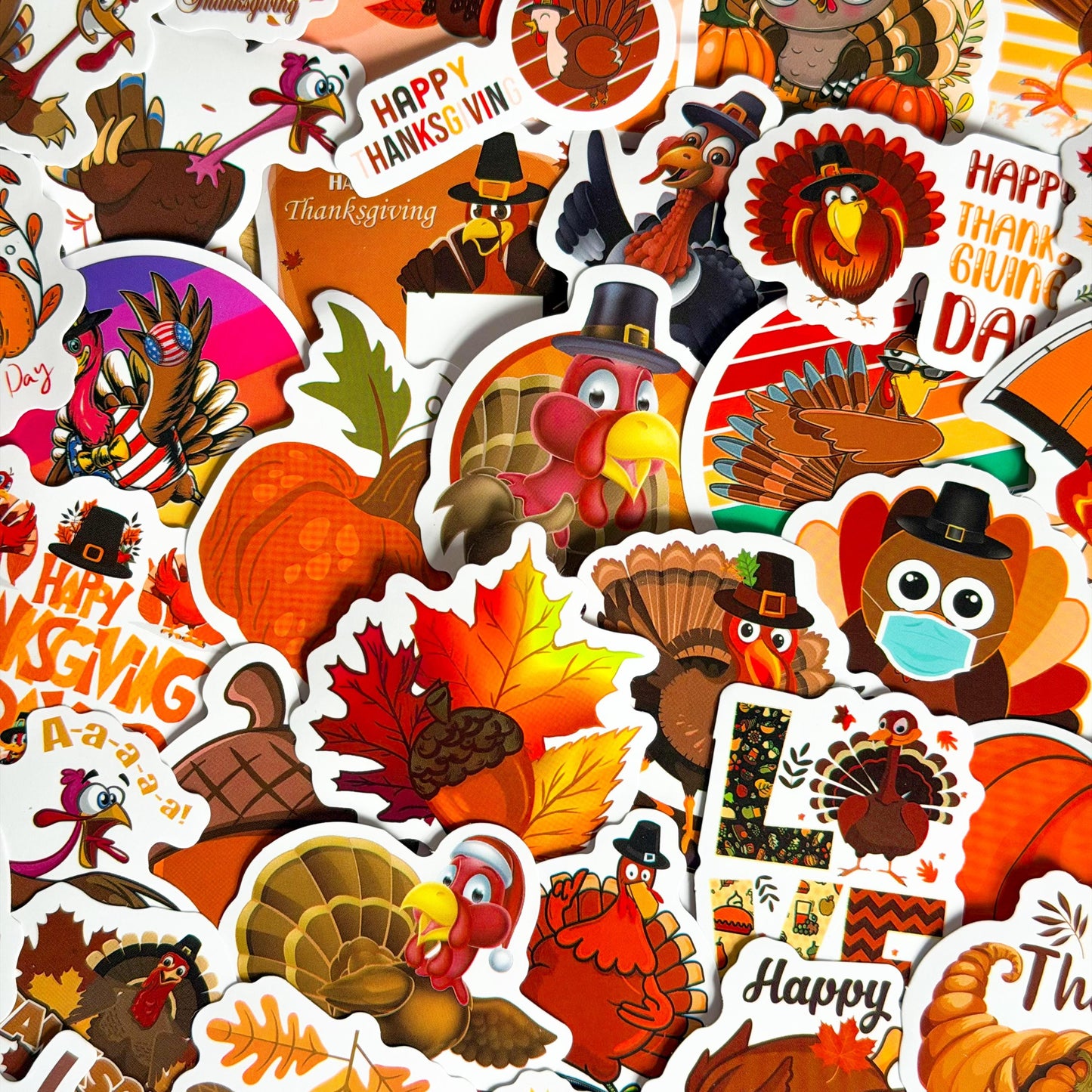 75 Pcs Thanksgiving Stickers, Fall Vinyl Sticker, Pumpkins, Turkeys, Leaves, Corn Decals for Journals, Planners, Scrapbooking