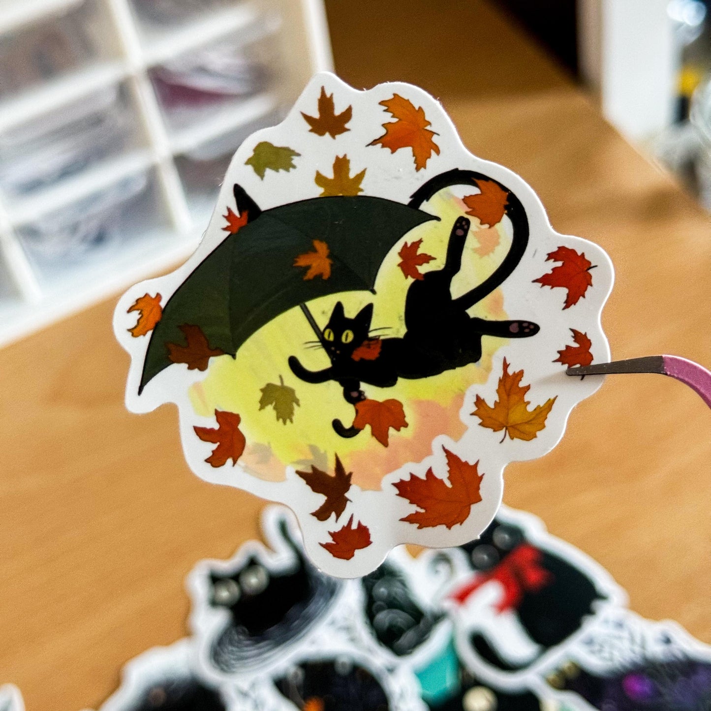 50Pcs  Black Cat Cartoon PVC Stickers, Witchy Cat Decorative Waterproof Decals for Laptop, Phone Case, Luggage, Planner Graffiti Skin
