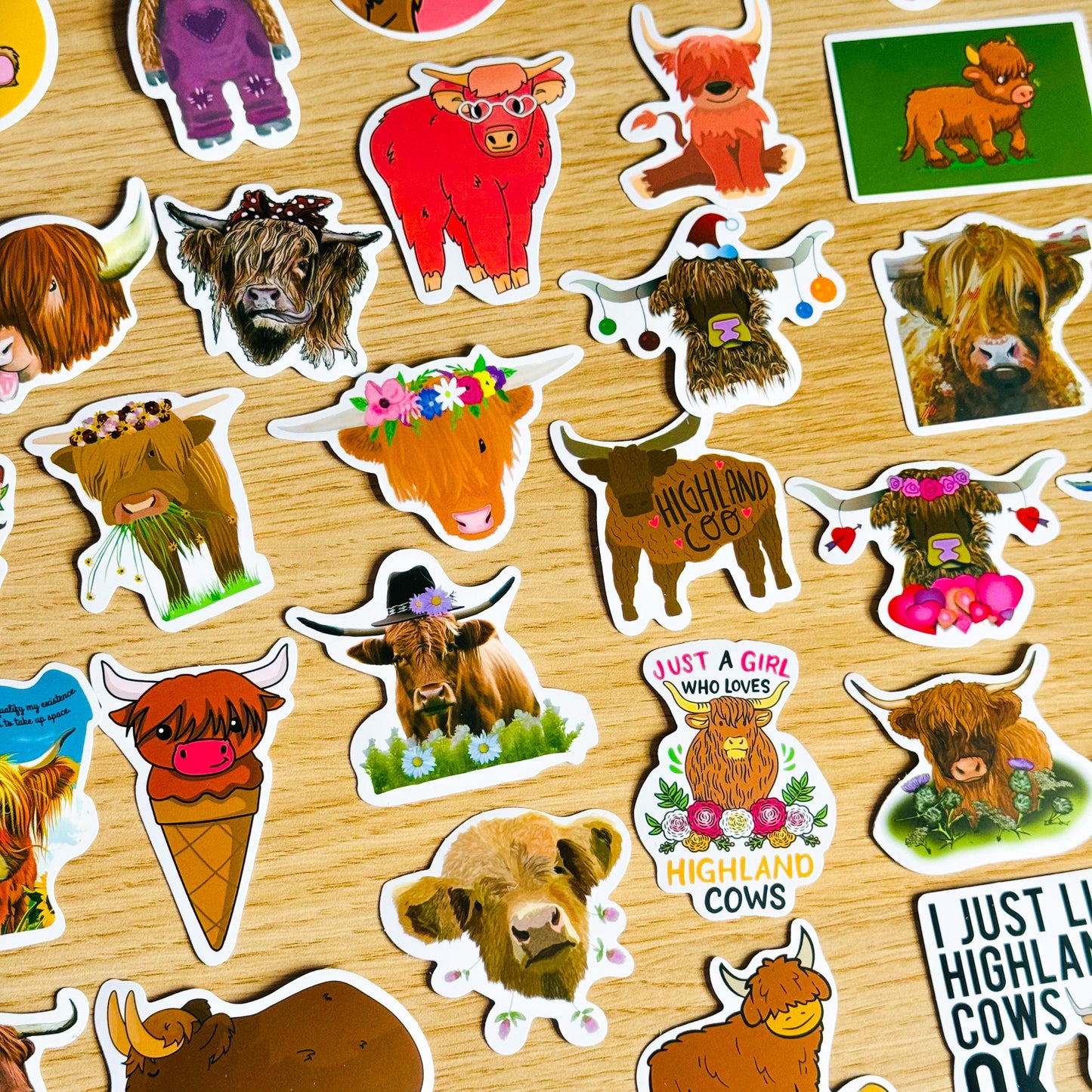 50pcs Highland Cow Stickers, , Cute Vintage Cow Print, Vinyl Decals, for Laptops, Phones, Guitars, Water, Highland coo, Journal stickers