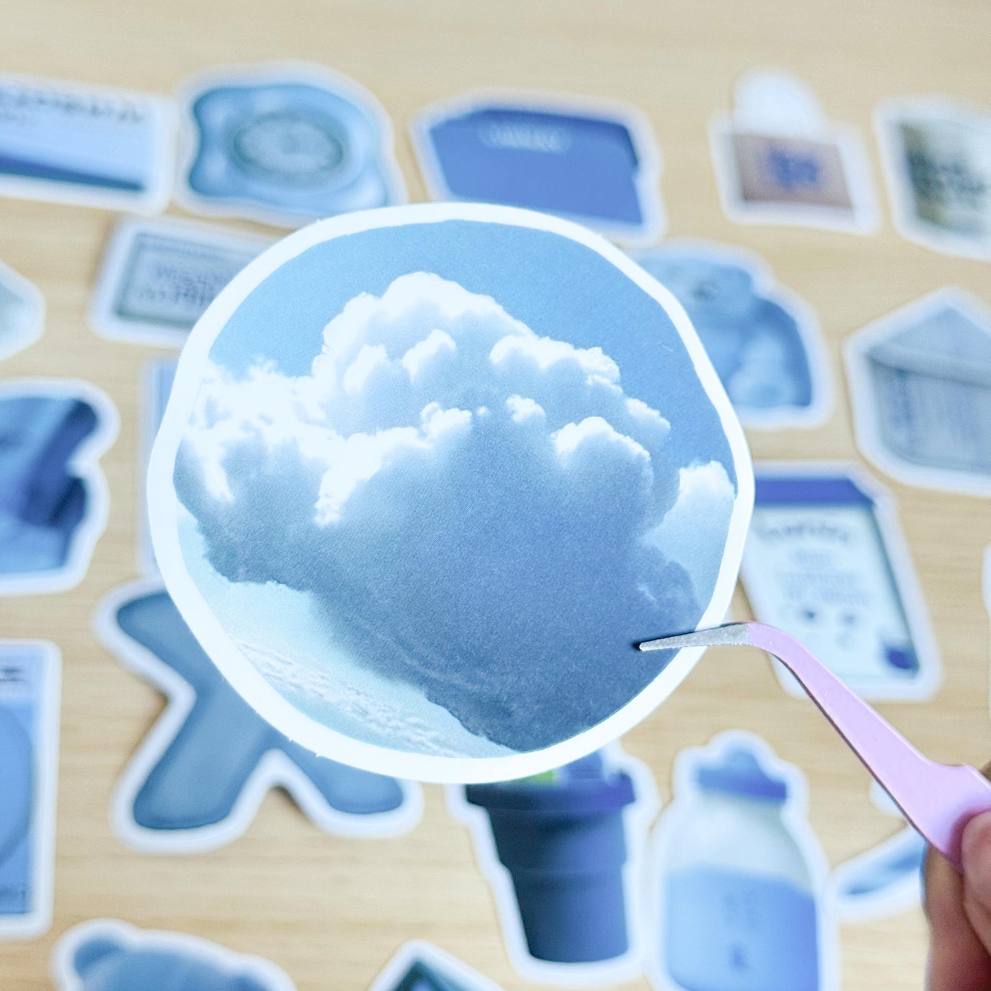 50Pcs Blue Aesthetic Stickers, Blue Sticker Pack, Blue Stickers, Waterproof Sticker Bundle, Die Cut Stickers, VSCO Blue Stickers