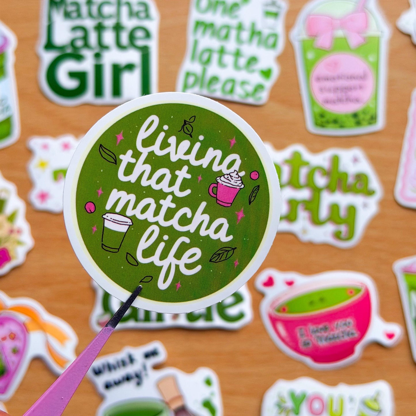 50pcs Matcha Doodle Stickers , Matcha girly, Stickers, Coquette Pinterest Kindle, Planner, Laptop, Phone Case