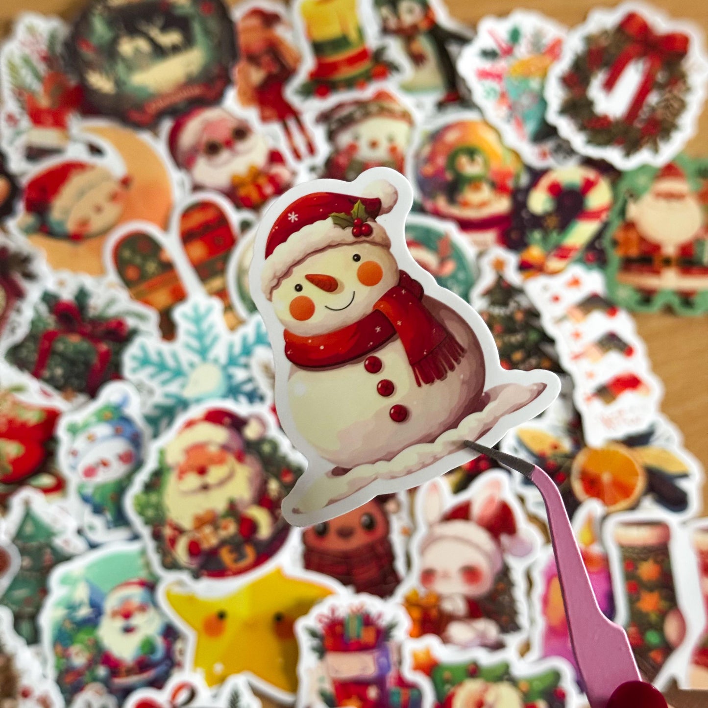 50pcs Christmas Stickers set, Santa Claus, Snowman, Merry Christmas Decals for Water Bottles, Laptops, Phones, holiday crafts