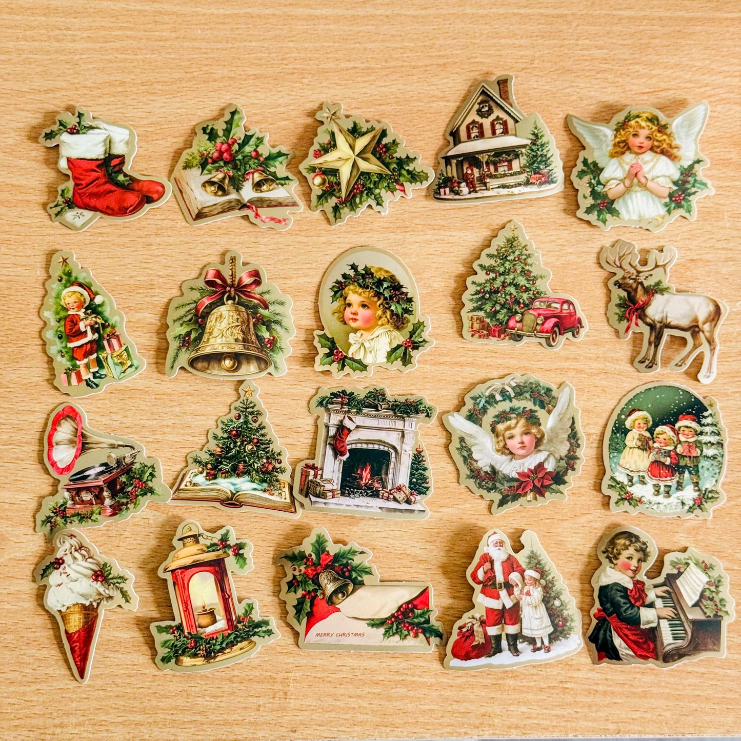 50pcs Vintage Christmas Stickers, Santa Claus, Merry Christmas Decals for Water Bottles, Laptops, Phones
