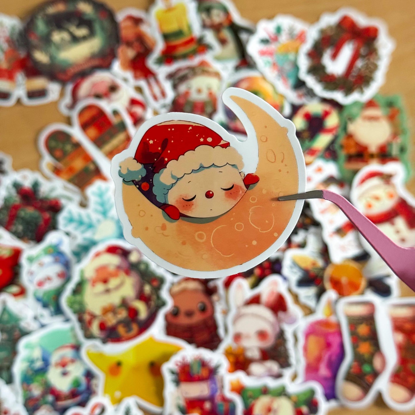 50pcs Christmas Stickers set, Santa Claus, Snowman, Merry Christmas Decals for Water Bottles, Laptops, Phones, holiday crafts