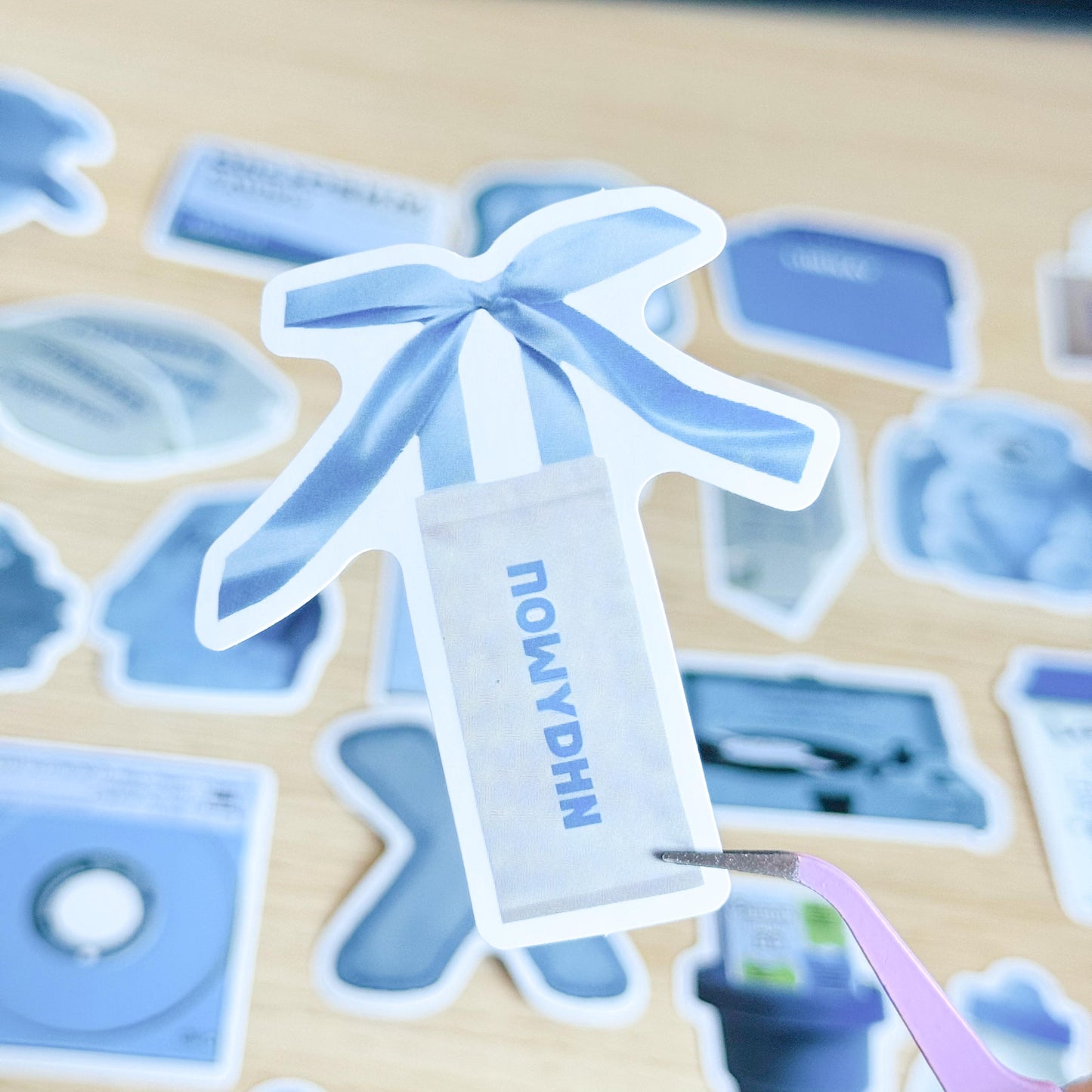 50Pcs Blue Aesthetic Stickers, Blue Sticker Pack, Blue Stickers, Waterproof Sticker Bundle, Die Cut Stickers, VSCO Blue Stickers