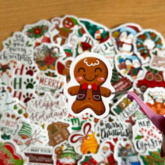 100pcs Christmas Santa and tree Stickers, Santa Claus, Merry Christmas Decals for Water Bottles, Laptops, Phones, diy Christmas presents
