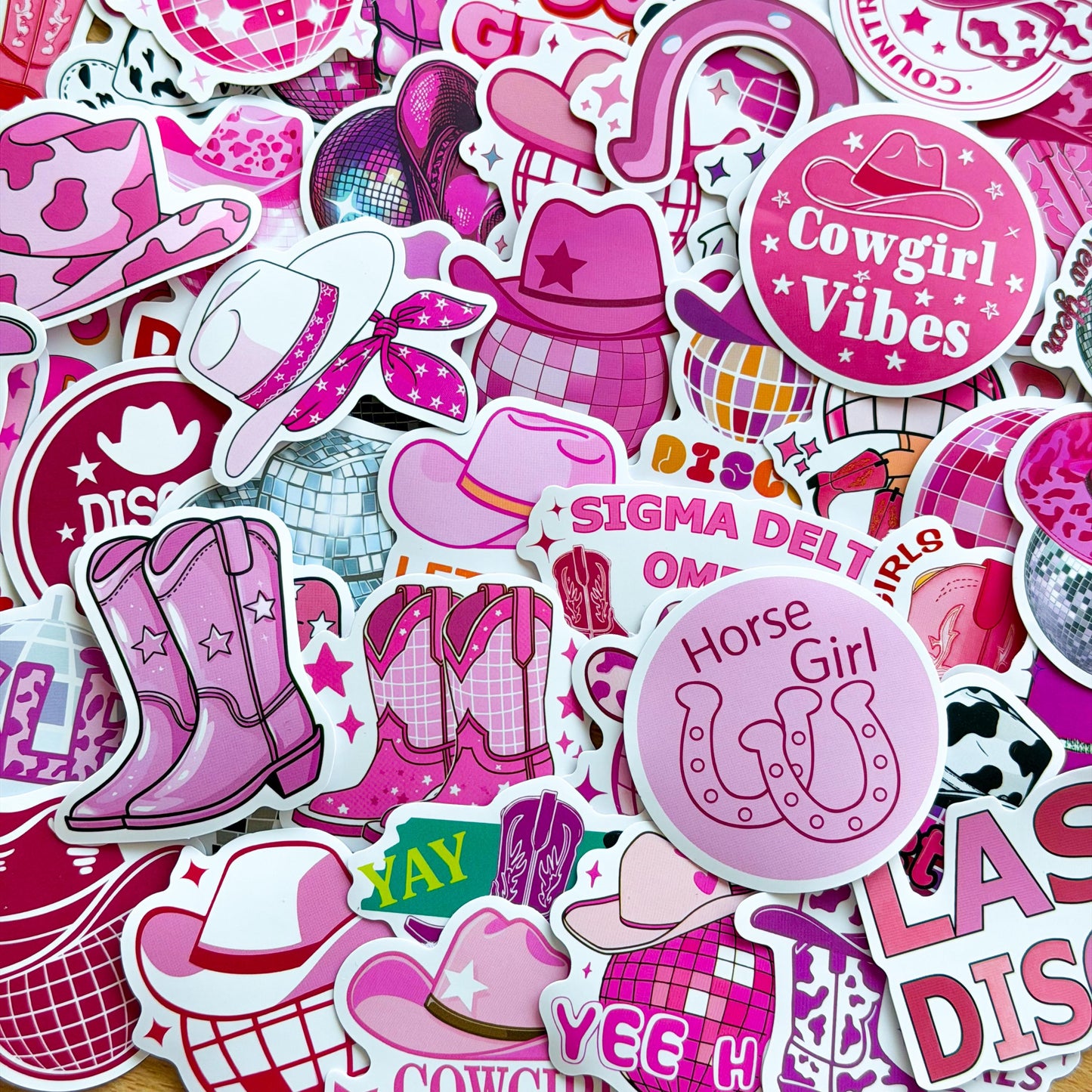 50pcs Disco Cowgirl Stickers, Girly Aesthetic Sticker Pack, Y2K Stickers, Retro Stickers, Kindle Stickers, Planner, Laptop, Phone Case
