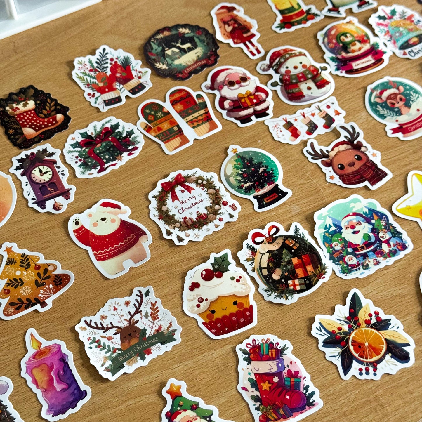 50pcs Christmas Stickers set, Santa Claus, Snowman, Merry Christmas Decals for Water Bottles, Laptops, Phones, holiday crafts
