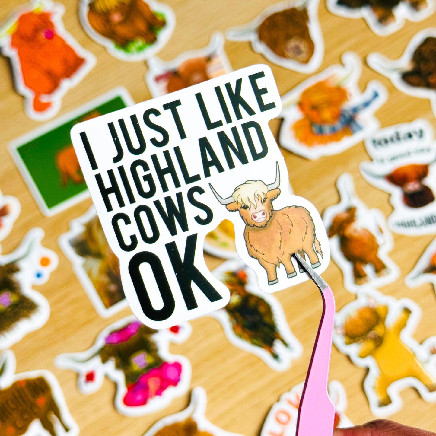 50pcs Highland Cow Stickers, , Cute Vintage Cow Print, Vinyl Decals, for Laptops, Phones, Guitars, Water, Highland coo, Journal stickers
