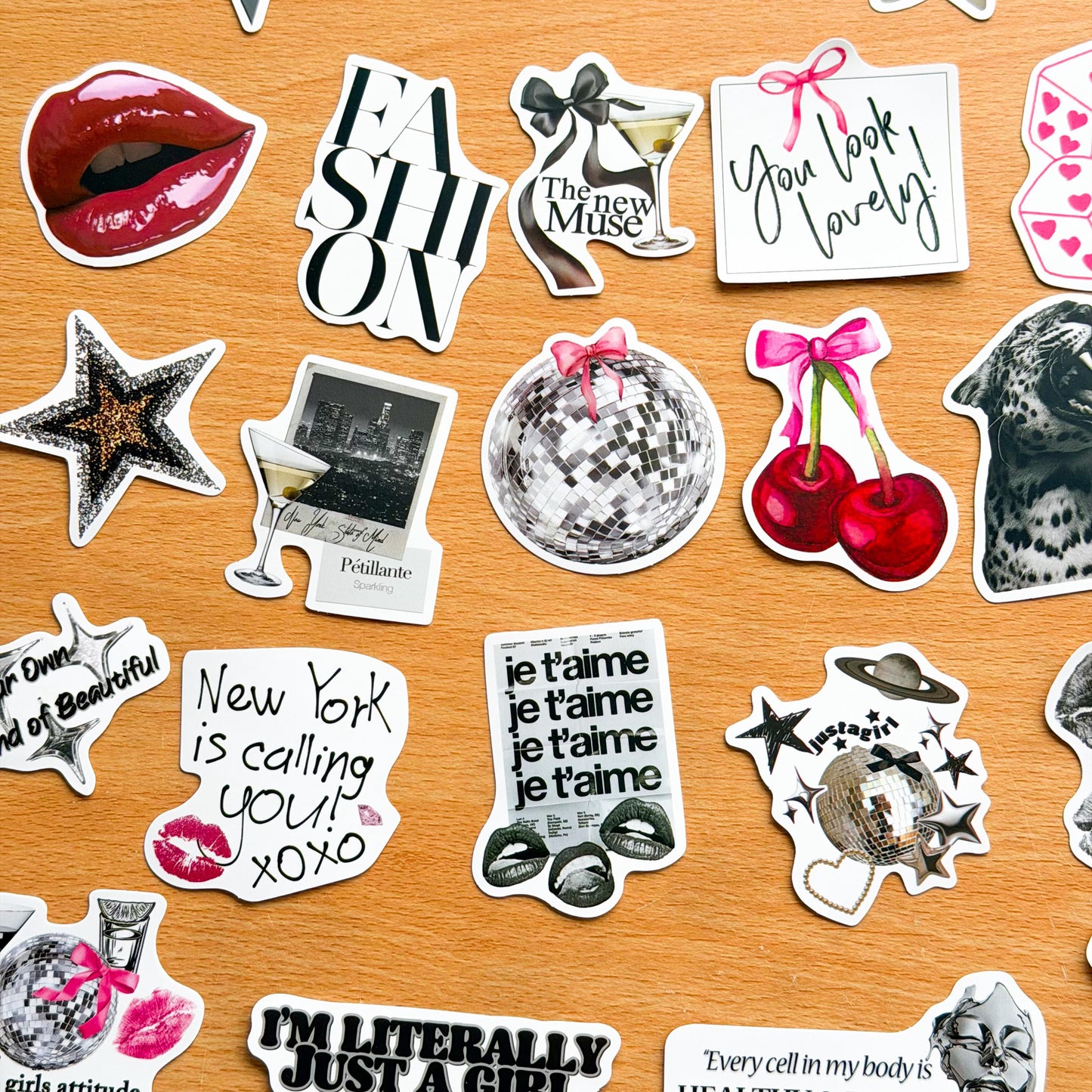 50pcs Silver Downtown Girly Aesthetic Stickers, Y2K Stickers, 444, Lucky, Retro, Coquette Pinterest Kindle, Planner, Laptop, Phone Case
