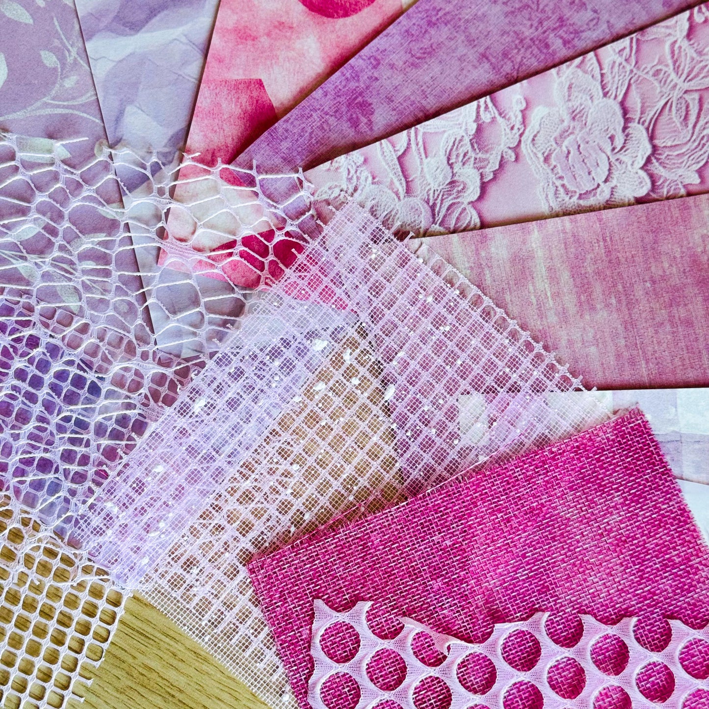 15pcs Vintage Pink Paper, Textured Pink scrapbook Papers, Shabby Chic Scrapbooking Paper, Vintage Pink Craft Paper, Ephemera Paper