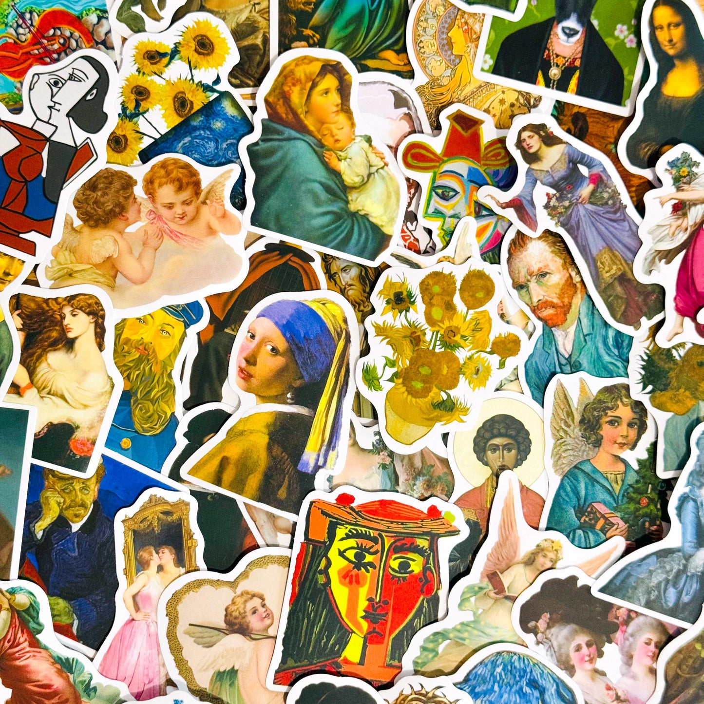 50Pcs Famous Paintings Vinyl Sticker Pack, Art Stickers, Art Lover Gift, Skateboard Laptop Car Decals, Phone cover stickers