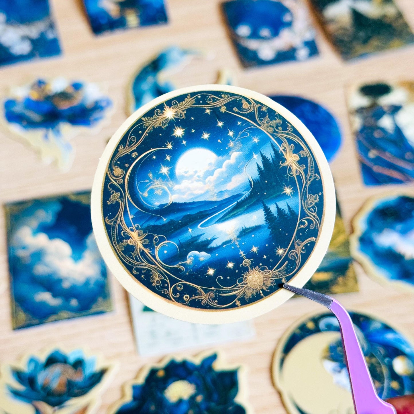 50Pcs Cosmic Mythology Stickers, Waterproof PVC, Celestial Planets and Flowers for Phone Cases and Notebooks, Phone Case, Journaling