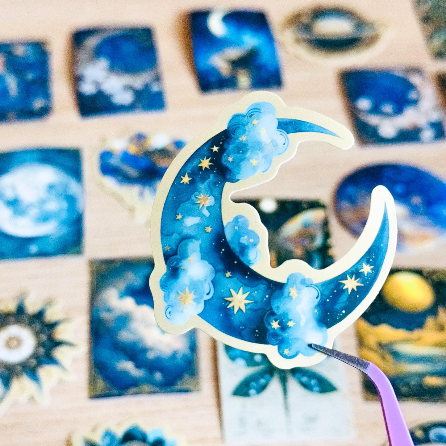 50Pcs Cosmic Mythology Stickers, Waterproof PVC, Celestial Planets and Flowers for Phone Cases and Notebooks, Phone Case, Journaling