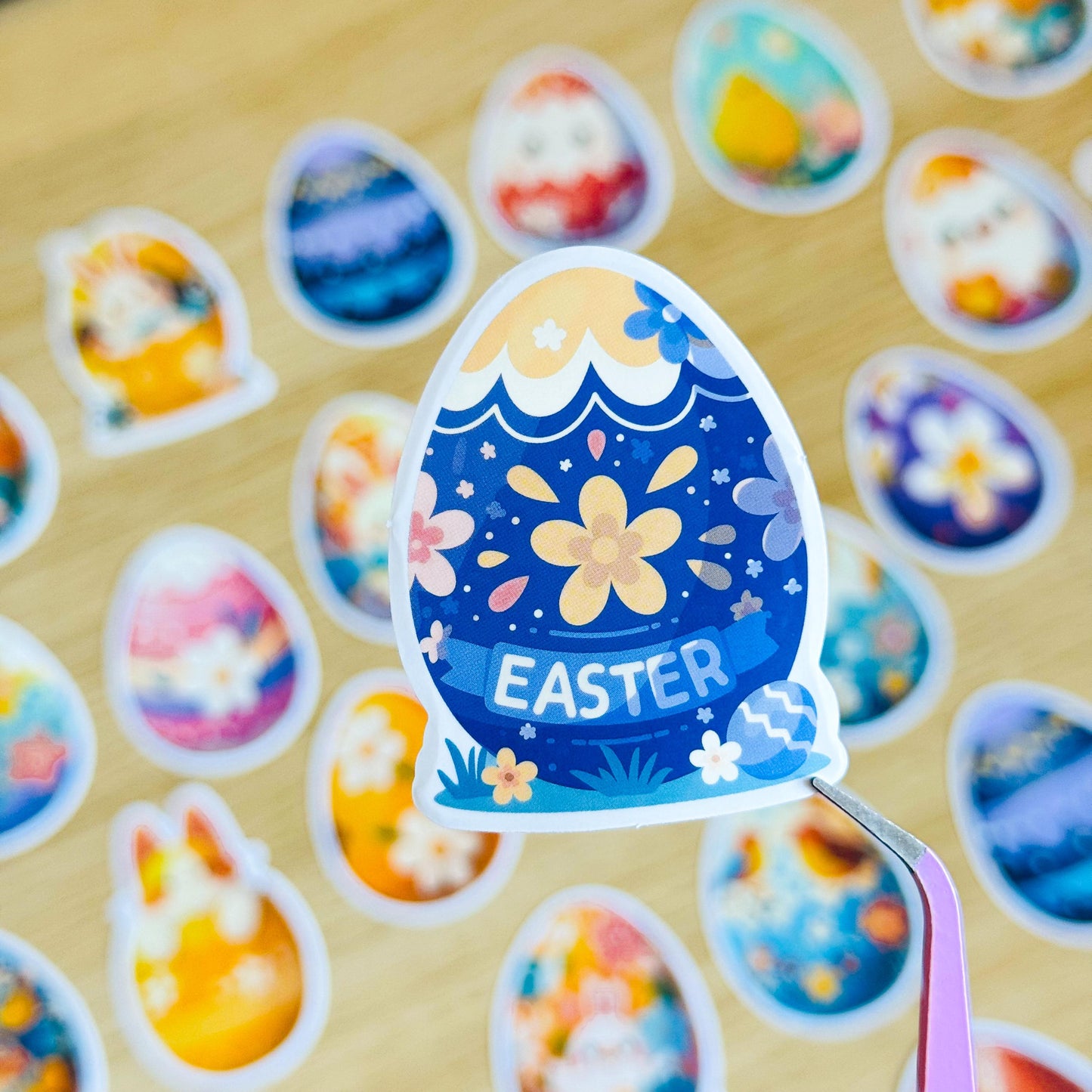 50pcs Easter Egg Stickers Set, Cute Animal Floral Designs, Reusable Paper, Scrapbooking, Journals, Stickers, Planner, Laptop, Phone Case